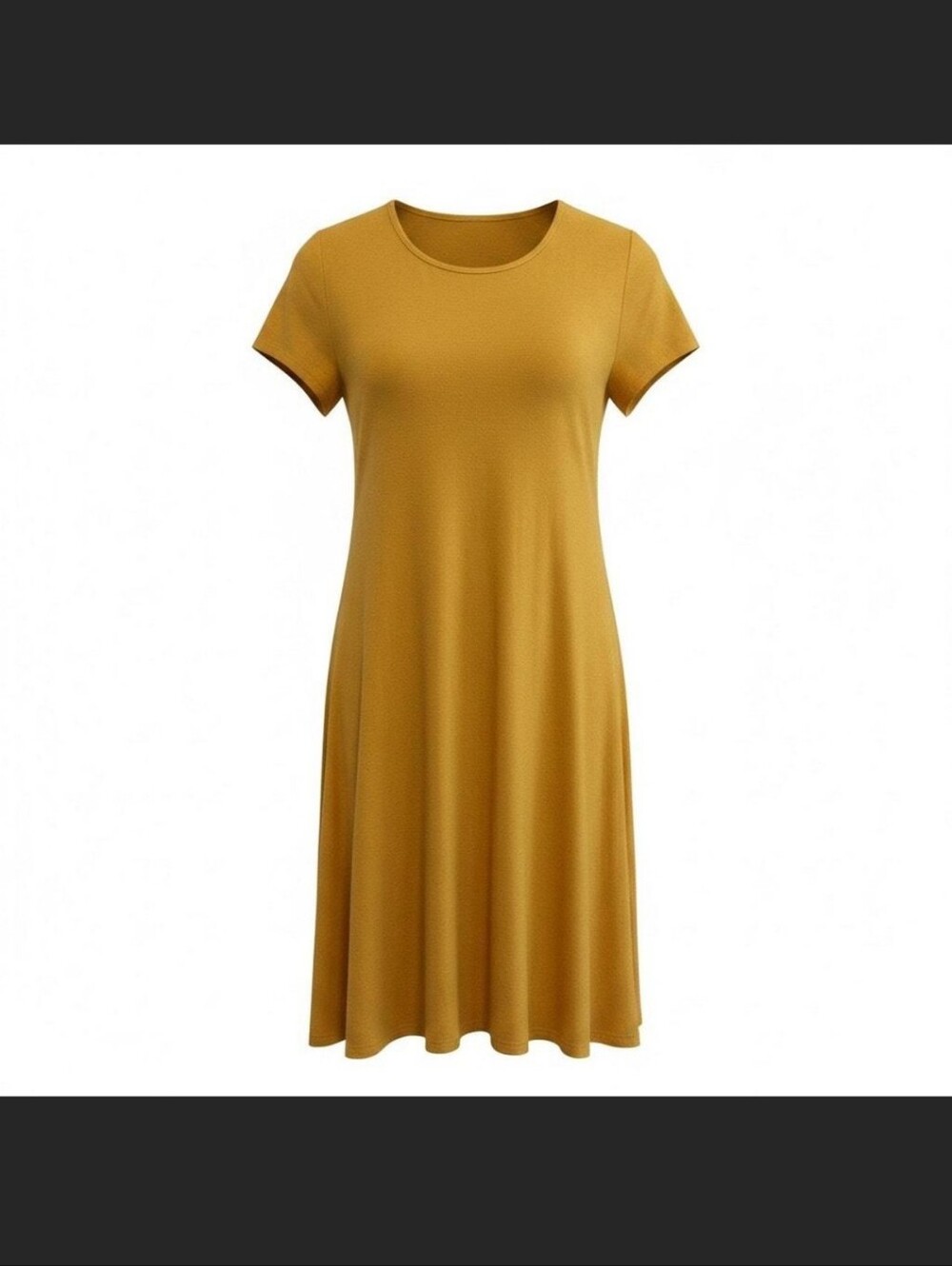 PINC. Yellow A-Line Long Dress Short Sleeve Round Neck Women's